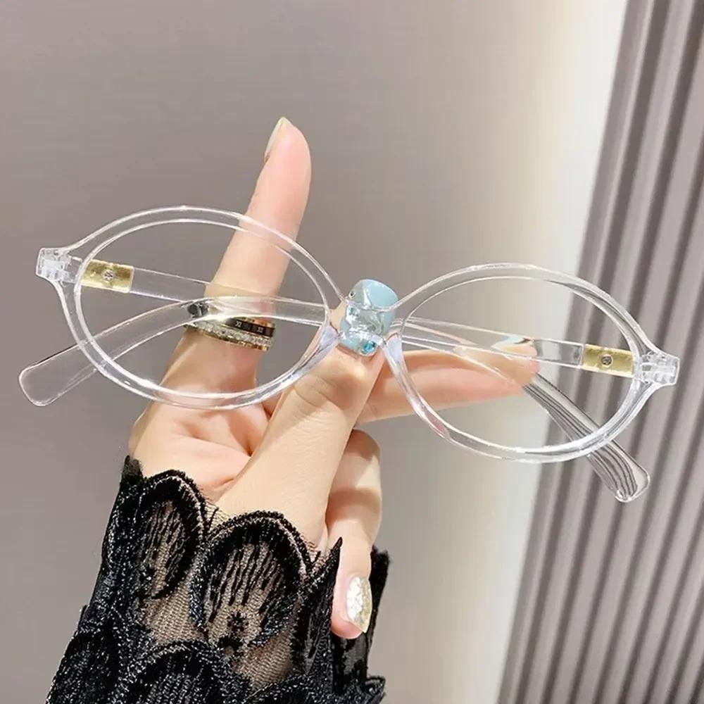 Y2k Kleine Ovale Brillenrahmen Damen Herren Blaulichtfilterbrille Retro Optischer Rahmen Trendiger Stil Brille Weiblich Männlich