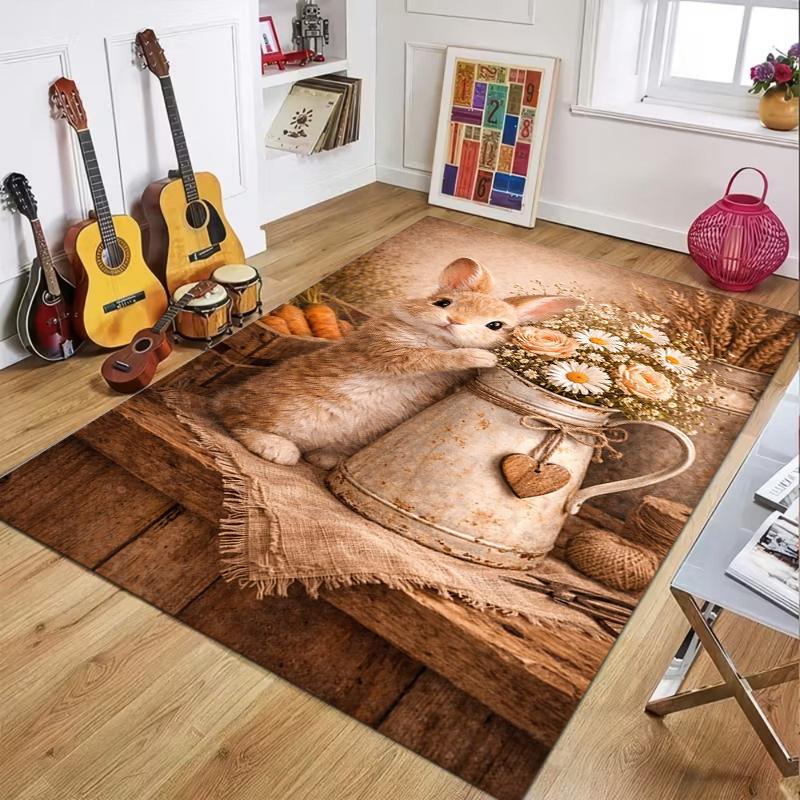 

Carpets Happy Easter Children s Play Floor Mat Live Room Bedroom Rug Soft Non-slip Home Decor Carpet Easy To Clean Table Rugs 50X80CM