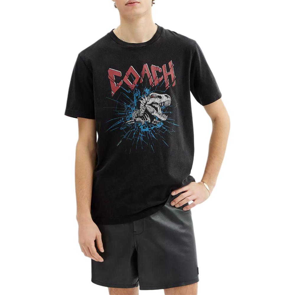 Coach Signature Rexy Skull Crew Neck T-Shirt Unisex T-Shirts Black CAY57-BLK