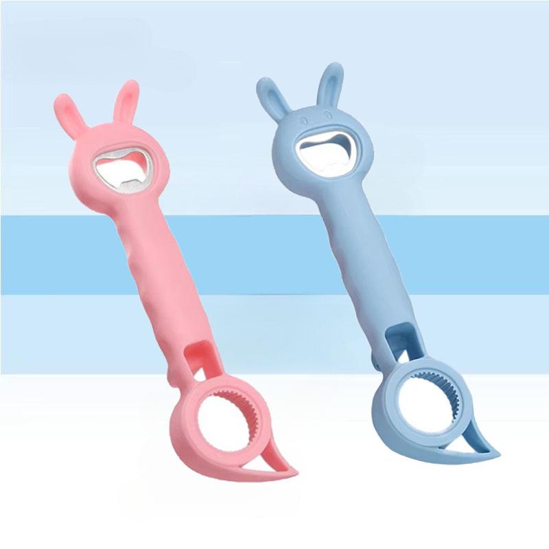 Cute Cartoon Multi Functional Can Opener Kitchen Tool for Beer Whiskey Bottle Caps Jar Lid Opener Stainless Steel PP Ergonomic