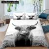 Highland Cow King Queen Duvet Cover Bull Bedding Set for Adults Cattle 2/3pcs Quilt Cover Farm Animal Polyester Comforter Cover