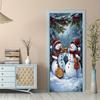 1pcs Christmas Decorative Door Stickers Cartoon Snowman Band Pattern Creative Festival Entrance Glass Stickers New Year Party Wi