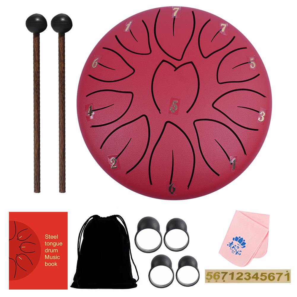 6 Inch 11/8 Notes Handpan Drum with Drum Bag Music Book Drum Mallets Hand Pan Drum for Entertainment Meditation Yoga Zen Gifts