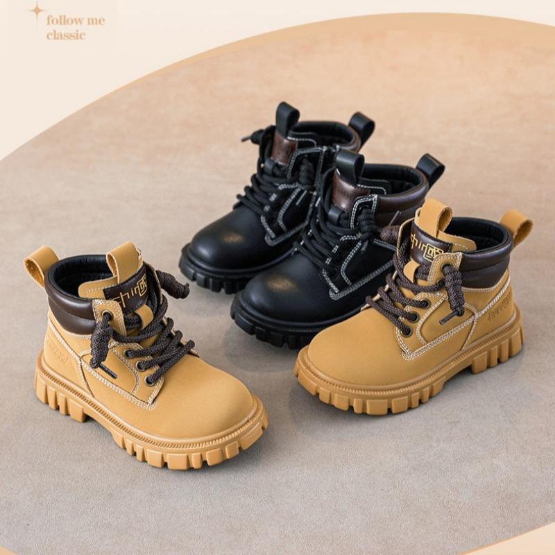 Children's Fashion Yellow Boots Boys Catwalk Short Boots Warm Cotton Boots