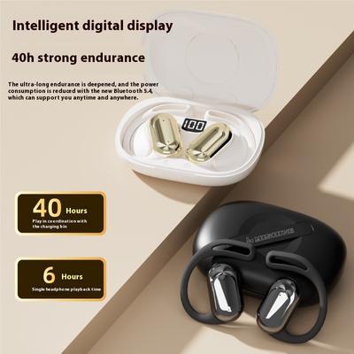 Fone de ouvido Bluetooth com bateria de longa duração, aberto, sem fio, redução de ruído, esportivo, montado na orelha, modo privado