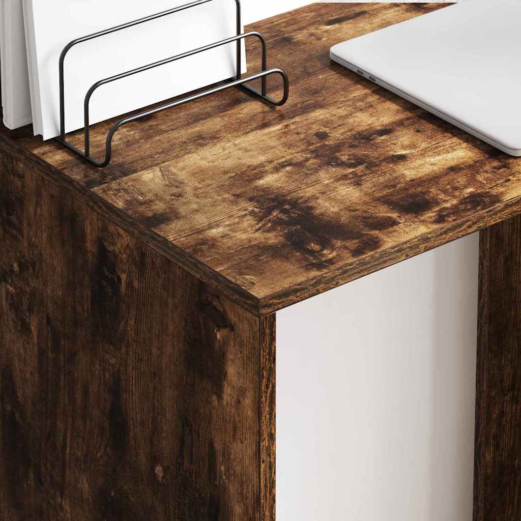 Desk with Shelf Smoked Oak Finish 78.5 x 37 x 154.5 cm
