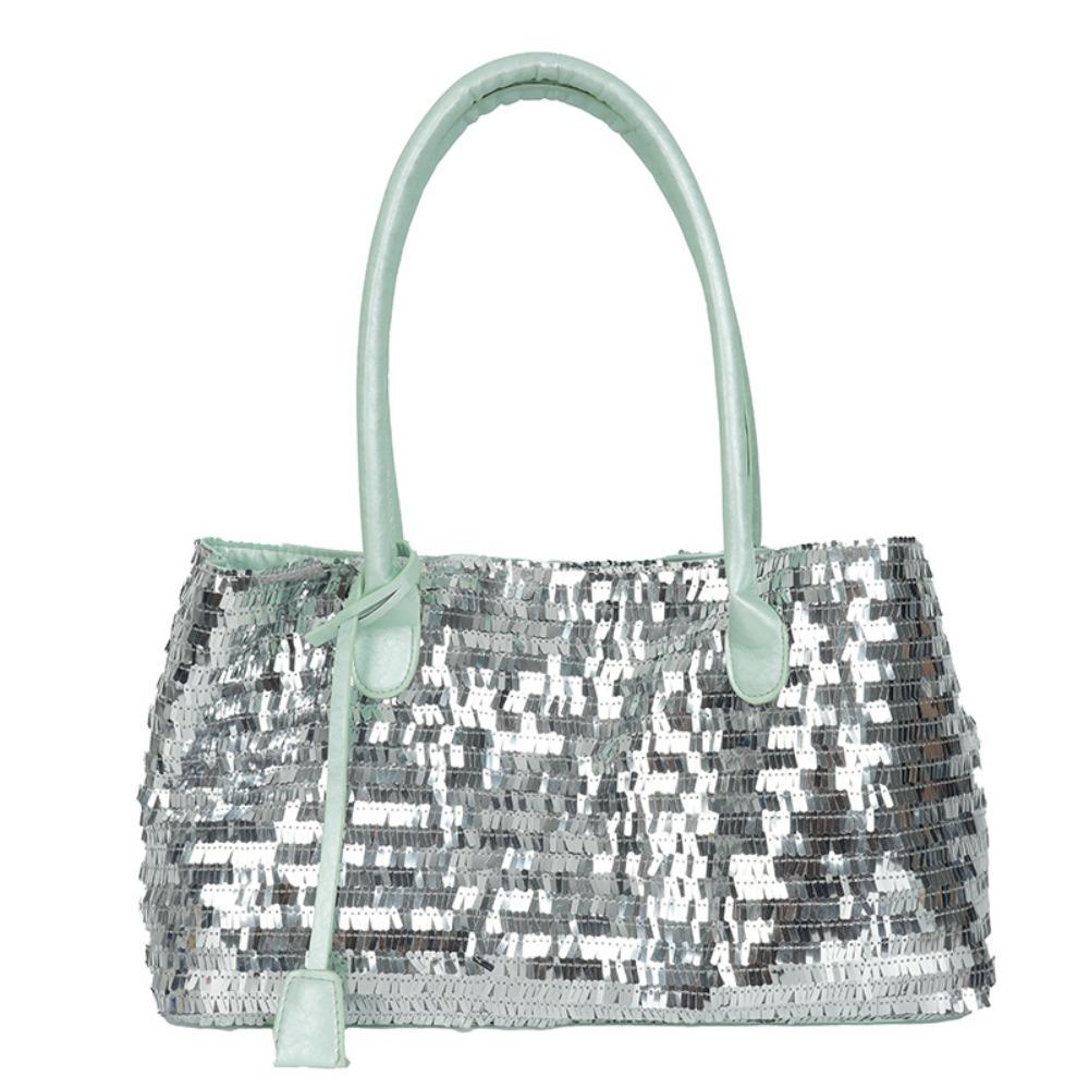 Shiny Sequin Tote Bag Fashion Evening Bag Simple Blingbling Handbag  Students зелёный