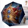 1pc Sturdy 8-Bone Auto Umbrella, Crown Umbrella, Digital Printed, Foldable Umbrella for On-the-Go Outdoor Use