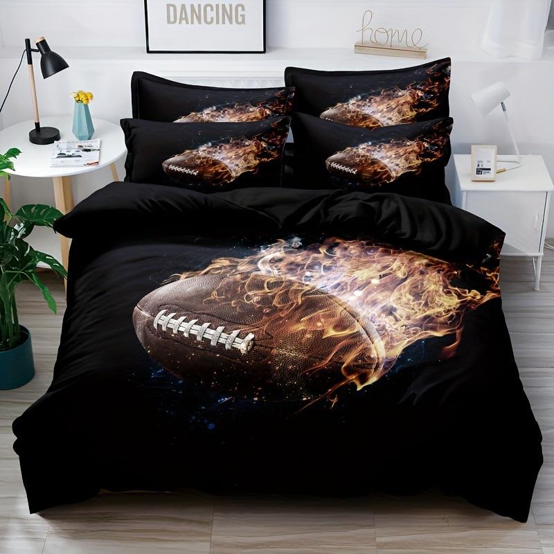 Rugby American Football Sports Quilt Cover Bedding 3D Printing Three-Piece Home Textile