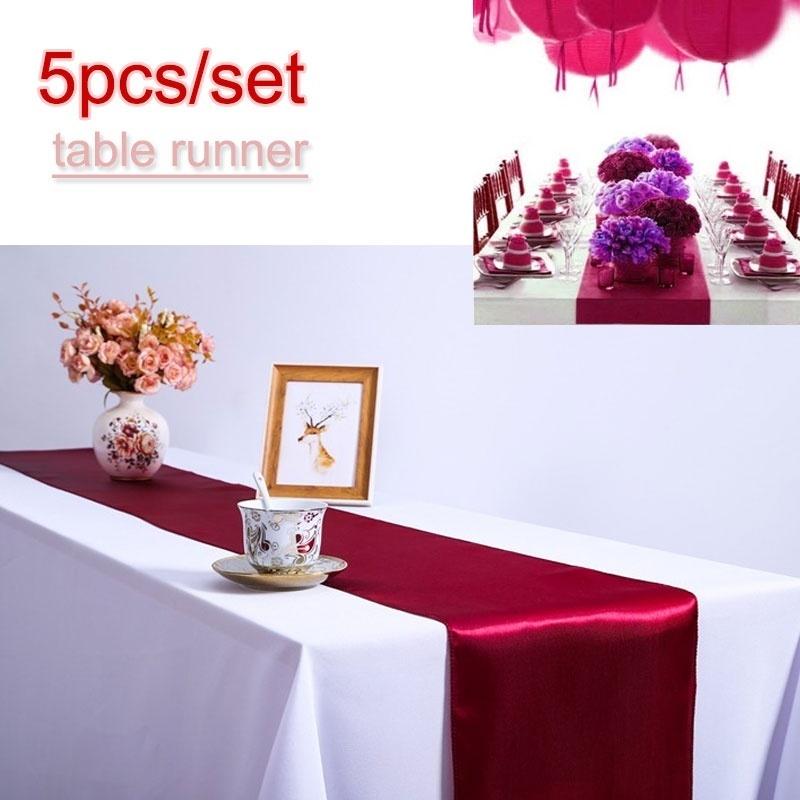 5pcs/set Table Runner Cloth Wedding Party Home Restaurant Venue Decor Supplies 30x275cm(12\ X 108\)