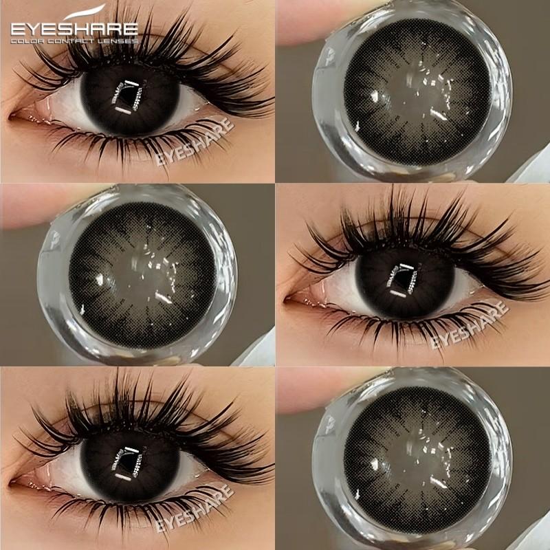

EYESHARE 1 Pair Big Black Color Contact Lenses Doll Eye Contacts 14.5mm Diameter Softlens Natural Brown Lens Gray Pupils
