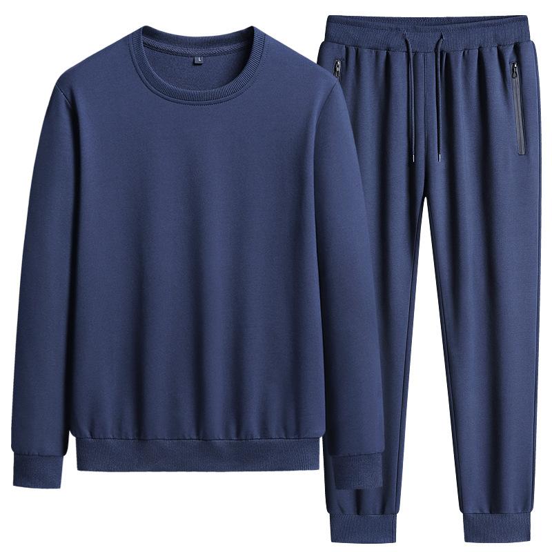 Autumn Large Size Casual Sports Suit Fashion Men's Long Sleeve Round Neck Loose Sweater Two Piece Set