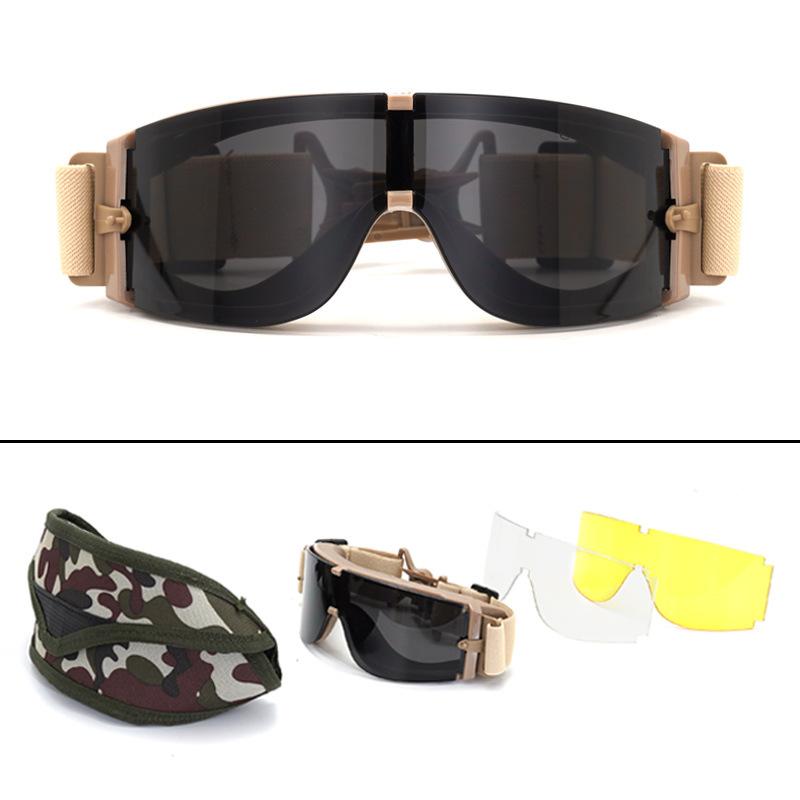 

New rail-mounted tactical goggles with three lenses for shooting, outdoor military enthusiasts CS Explosion-proof equipment хакі