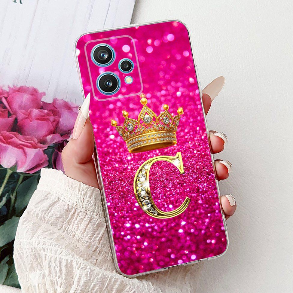 6.4" For Realme 9 Pro Plus Case RMX3392 Clear Fashion Luxury A-Z Letters Soft Bumper Cover For Realme 9 Pro+ Phone Case RMX3393