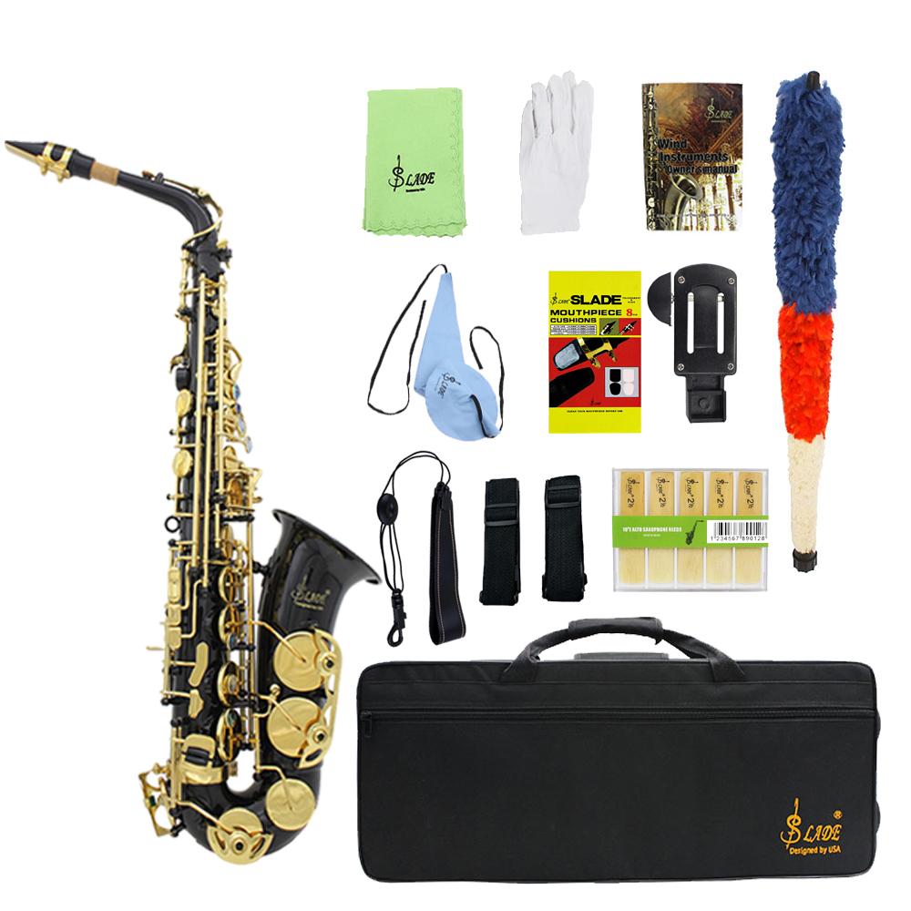SLADE Eb Alto Saxophone Brass Body Saxophone Set Professional Woodwind Instruments With Case Reed Kit Sax for Beginner