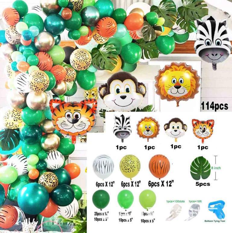 Green Jungle Series Balloon Birthday Party Arch Balloon Set Decoration Balloon Chain