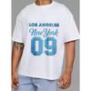 Bílé tričko s kulatým výstřihem s potiskem Los Angeles New York 09 Streetwear Casual Wear