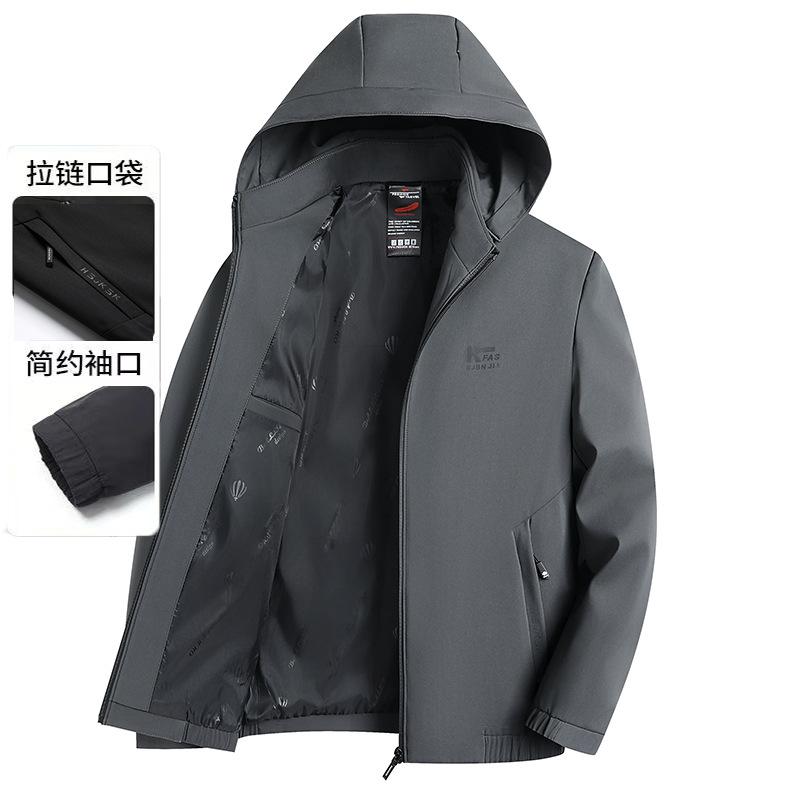 

New spring and autumn dad coat men s loose jacket medium and old men s casual hooded clothes 195 (weight 170-95kg)