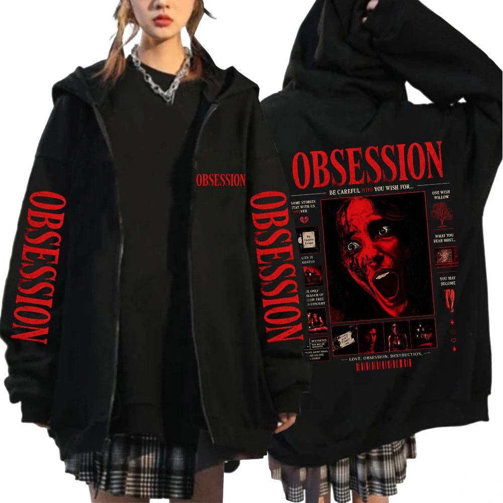 Horror Movie Obsession Nikki Merch Zipper Hoodies Men'S Women Casual Loose Long Sleeves Zip Up Hooded Sweatshirts Jackets Coats