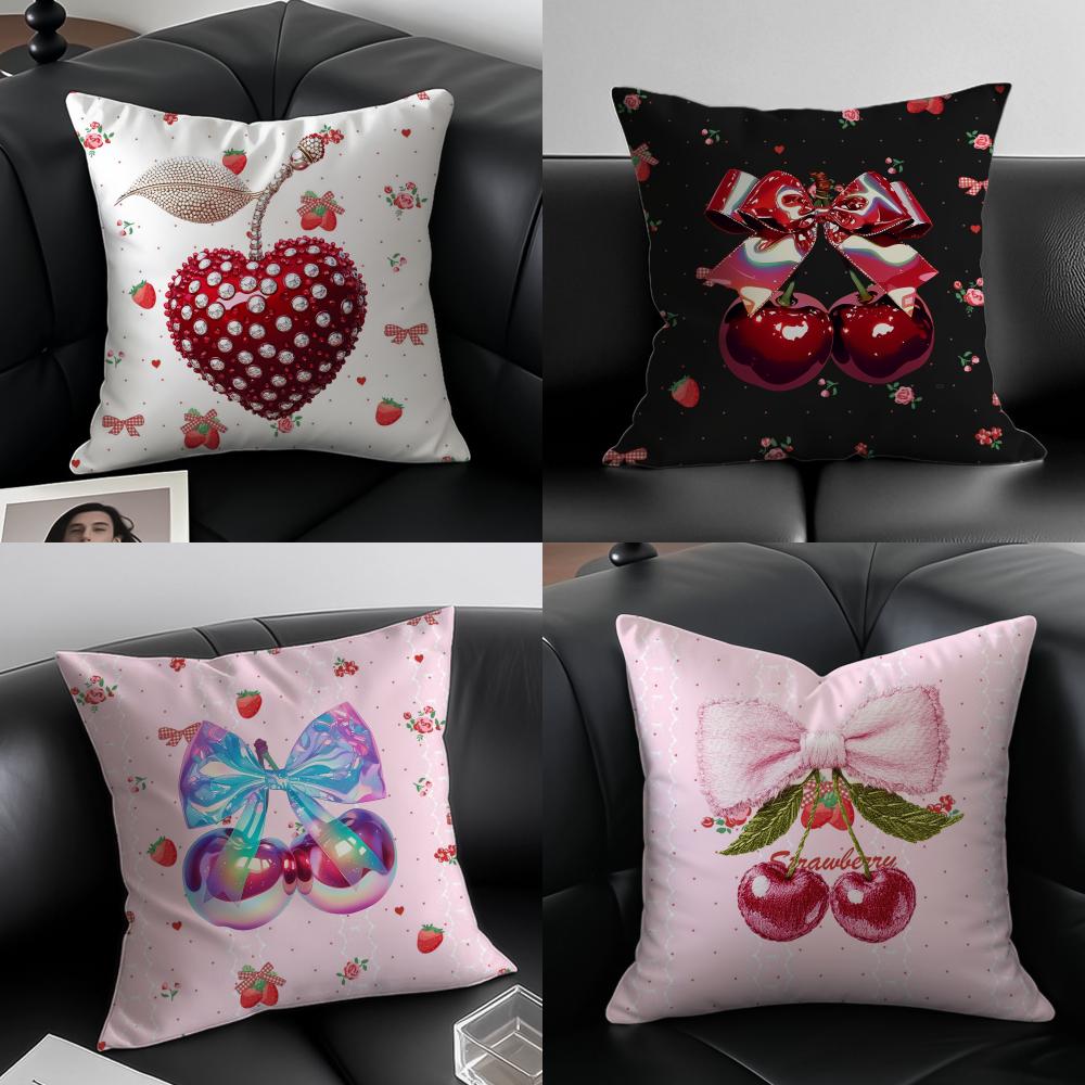 Strawberries and cherries Cushion Cover Pillow Case Antidustmite Invisible zipper silky plush cushion