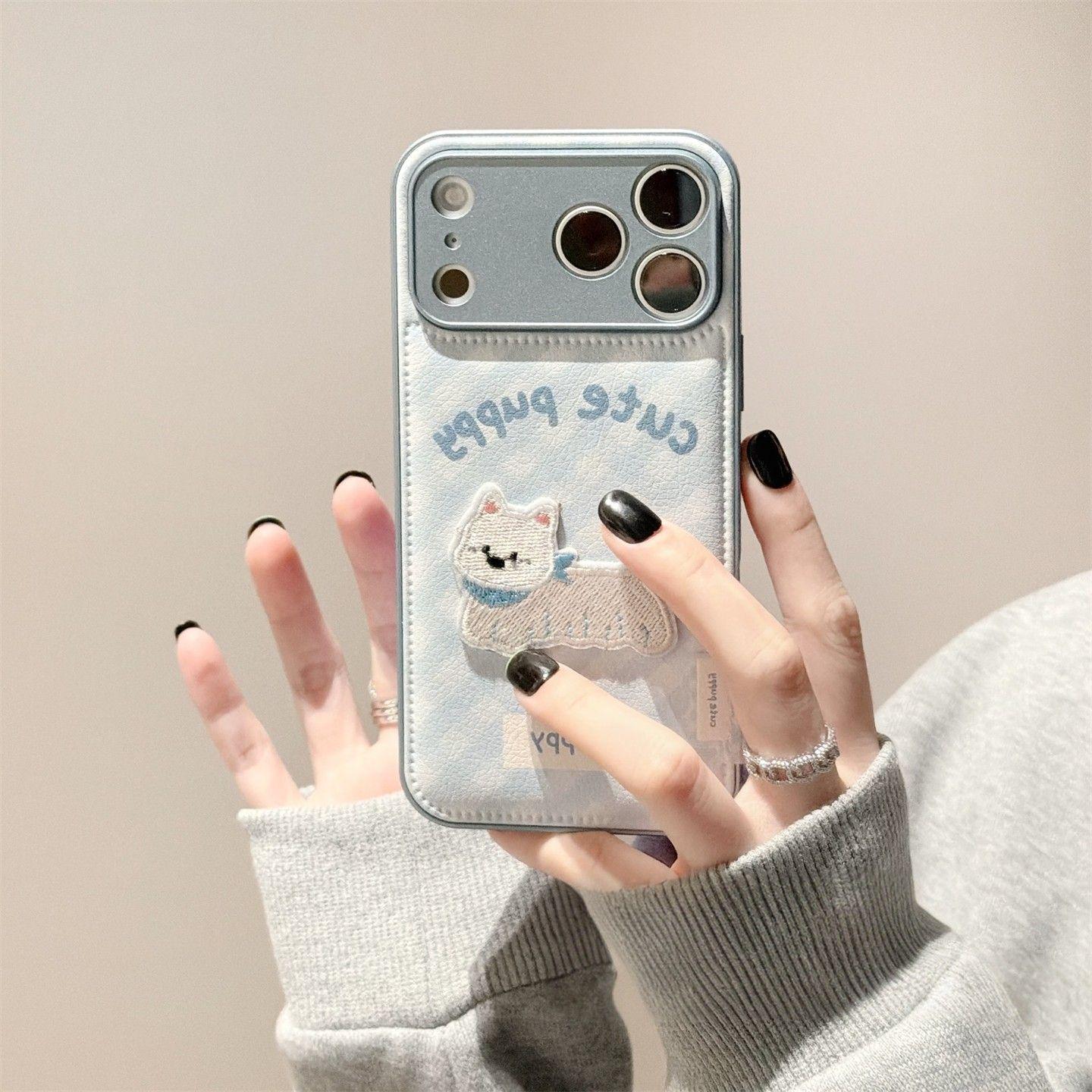 

Autumn/Winter Blue Plaid Dog Case for Apple iPhone 15/16/17 Pro Max iPhone 15 Plus