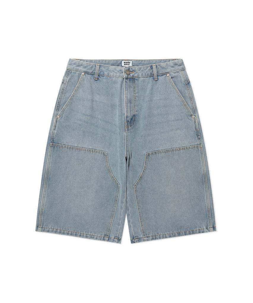 WACKY WILLY Double Knee Denim Shorts Blue