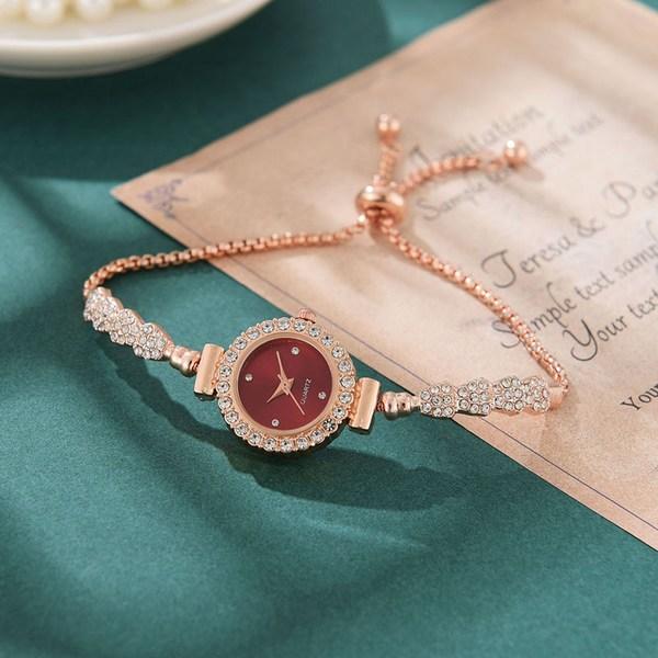 Damenmode Metalluhr Quarz Zifferblatt Cubic Armband Armbanduhr Damenuhr