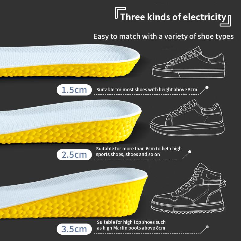 1,5-3,5 cm Láthatatlan Magasságnövelő Talpbetétek Zöld Memóriahabos Cipőtalp Párna Légáteresztő Kényelmes Férfiak Nők Lábápolás