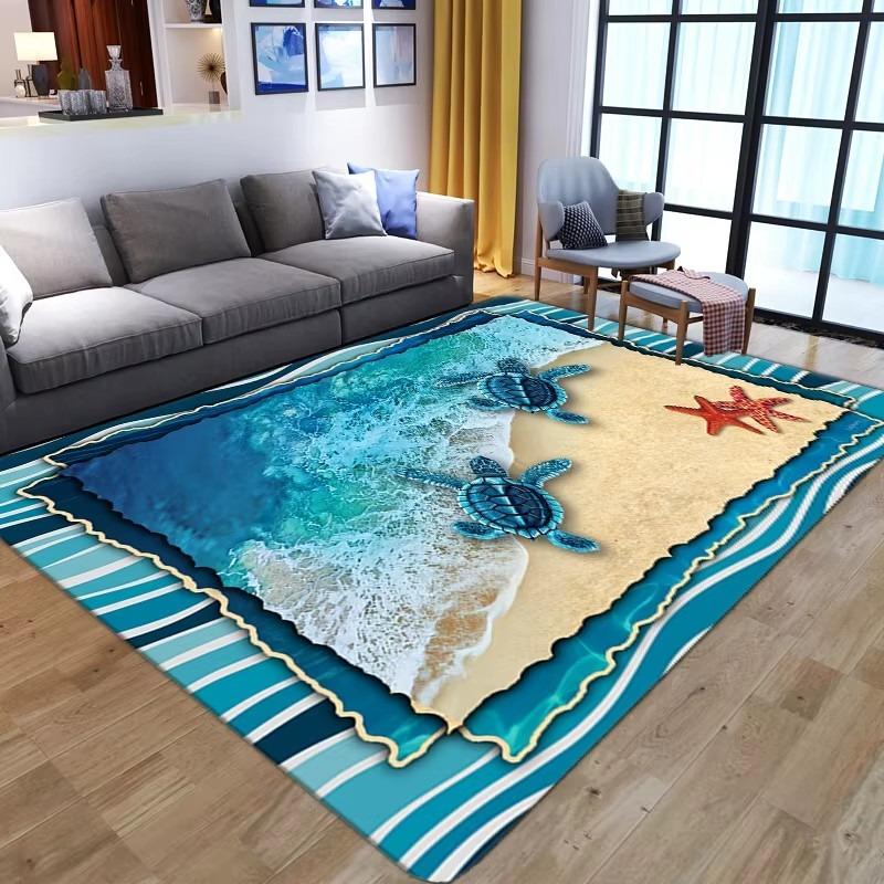Tappeto 3D tartaruga marina per soggiorno Decorazioni per la casa Divano tavolo Tappeti di grandi dimensioni Camera da letto Tappetino antiscivolo Tappetino per ingresso bagno