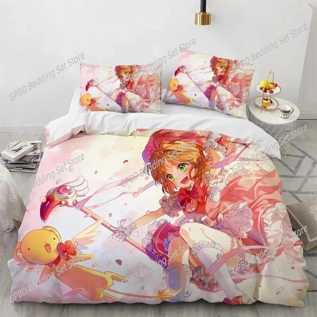Comforter Anime Cardcaptor Sakura Bedding Set 3D Printed Suitable For Bedroom Kids Home Textile