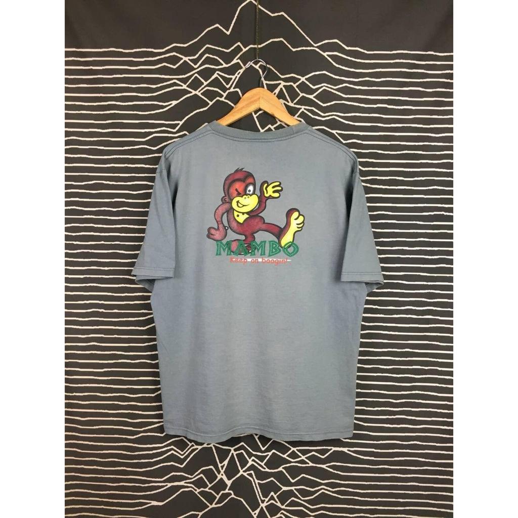 Vtg 90s 00s Mambo Keep On Boogin! Monkey Graphic Surf Tee
