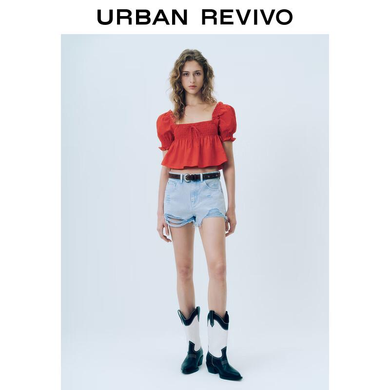 

UR Women s Shirred Tie Bubble Sleeve Blouse S