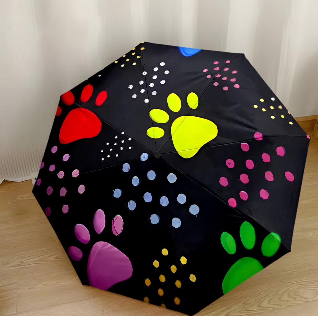 Paw Prints Art Design Automatic Umbrella with 8-Rib Foldable Design for Outdoor Daily Use Fashionable Gift for Festivals