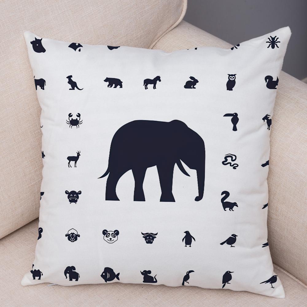 Cute Animal Silhouette Pattern Double Sided Printed Cushion Cover Soft Home Decor Pillowcase