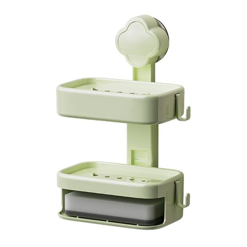 Soap Dish Soap Holder for Shower Single/Double Layer Wall Mounted Soap Rack No Drilling Self Draining for Bathroom