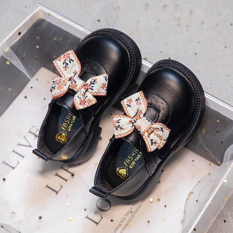 Girls' Small Leather Shoes Spring and Autumn Soft-soled Single Shoes Girls Bow Style Western Style Princess Shoes Children's Shoes