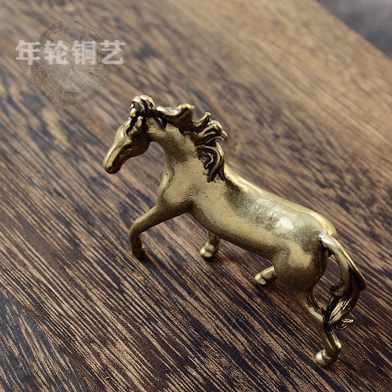 Solid Copper Horse Figurine Desktop Decor Office Paperweight Animal Ornament Home