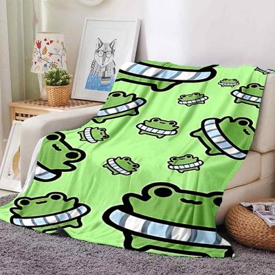1pc Frog Green Throw Blanket Soft Flannel, Cozy All Season Polyester Perfect for Home, Office