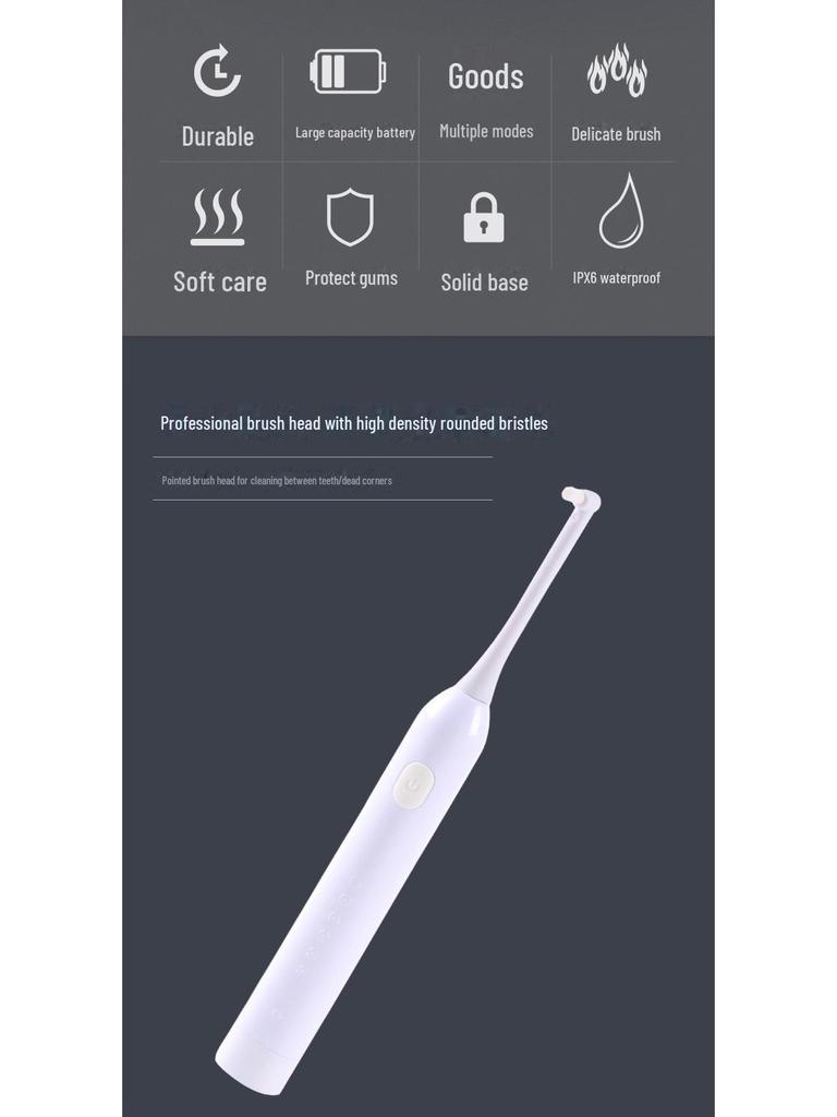 Portable Waterproof Sonic Electric Toothbrush for Adults with Soft Bristles Rechargeable