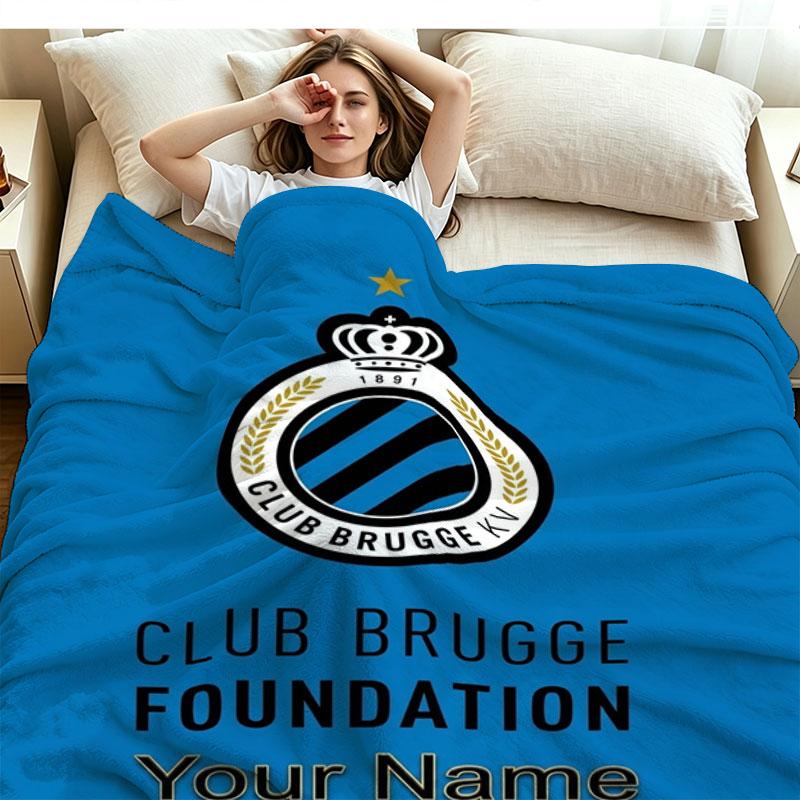 1PC Club Brugge KV Custom Name Patterned Flannel Blanket Suitable For All Seasons for Home Decor Warmth and Comfort Gifts Holiday Present