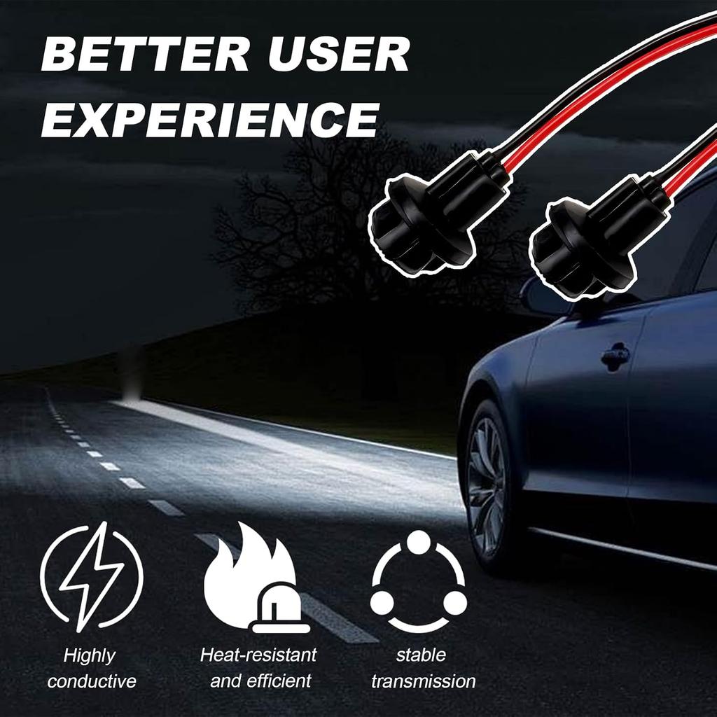 DXNQ 6PCS T10 Extension Harness Plug Connector, Car Instrument 194 Bulb Socket Base with 4.33" Wire Harness, Tail Light Socket Pre-Wired Rubber Lamp