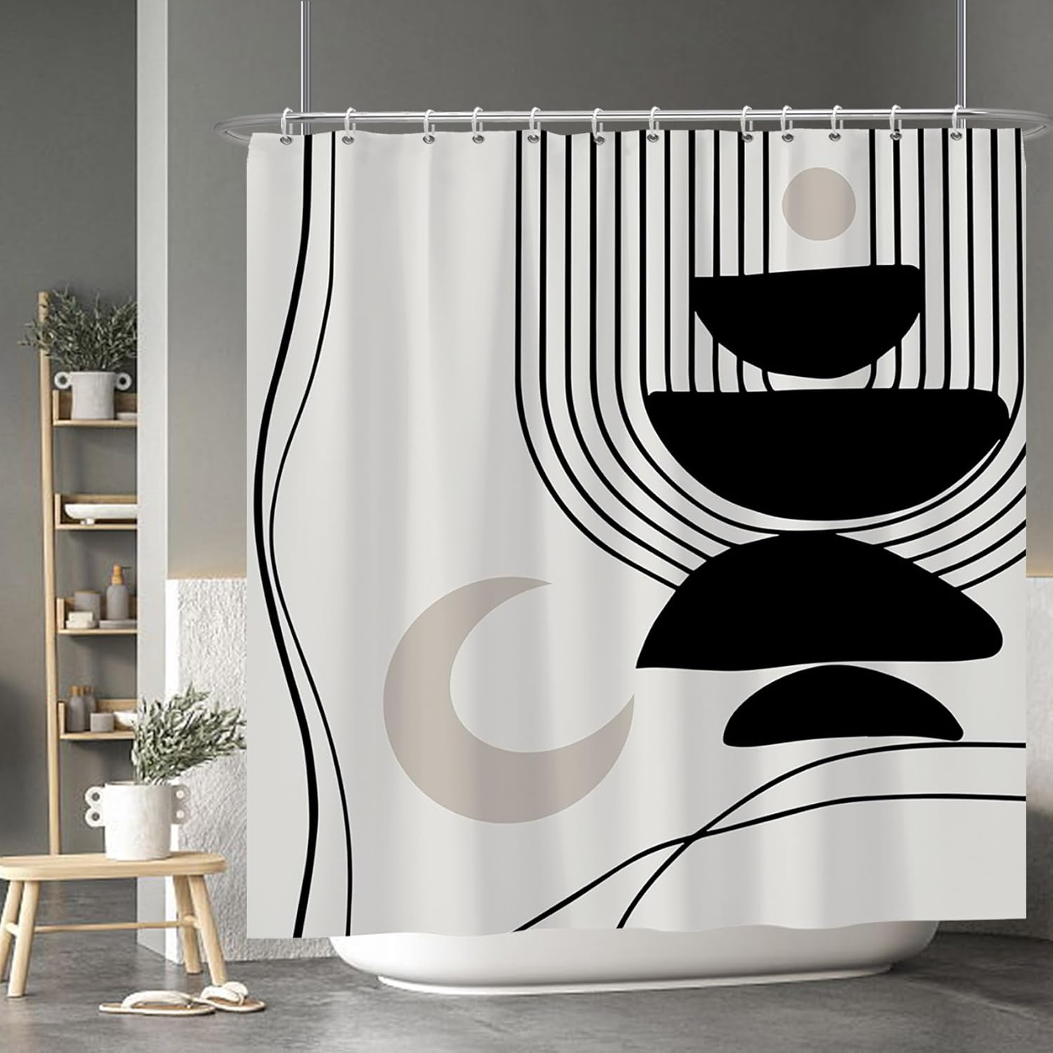 

Шторка для душа из пальмовых листьев и банановых листьев - Светло-голубая тропическая богемная абстрактная шторка для душа для декора дома и ванной, водонепроницаемая 90X180cm