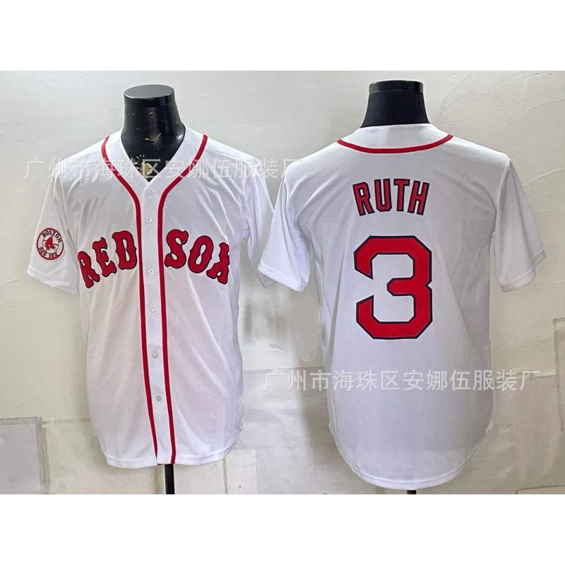 Maglietta da Baseball Unisex Ricamata Boston Red Sox Abbigliamento Sportivo Miscela di Cotone Traspirante Abbigliamento per tifosi