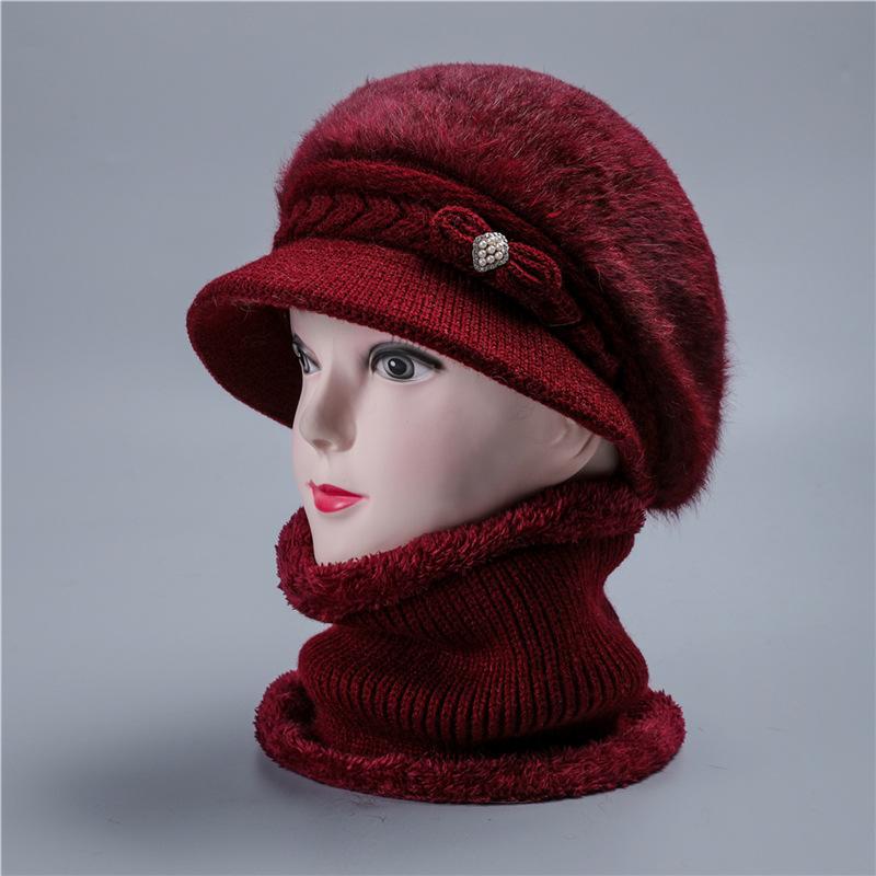 Autumn and winter female rabbit fur wool hat winter velvet warm hat