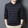 Men's Anti-Pilling Wool Lapel Sweater - Autumn/Winter Business Casual Knit Polo Shirt with Fashion Stripes