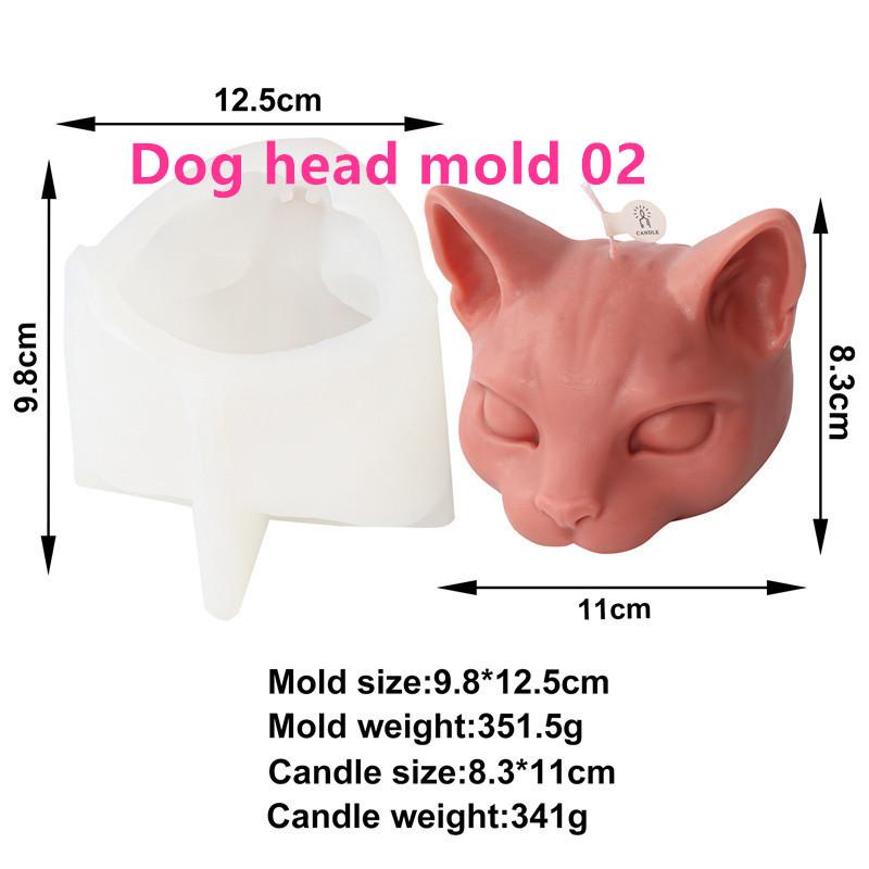 3D Handmade Animal Three Eyes Cat Head Silicone Candle Mold DIY Kitten Dog's head Plaster Crafts Resin Casting Home Decor Gift
