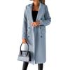 Jachetă Tren Loose Toamnă Iarnă Femei Top Ele Fashion Mânecă Lungă Guler Rever Buzunar Dublu Nasturi Palton Lung
