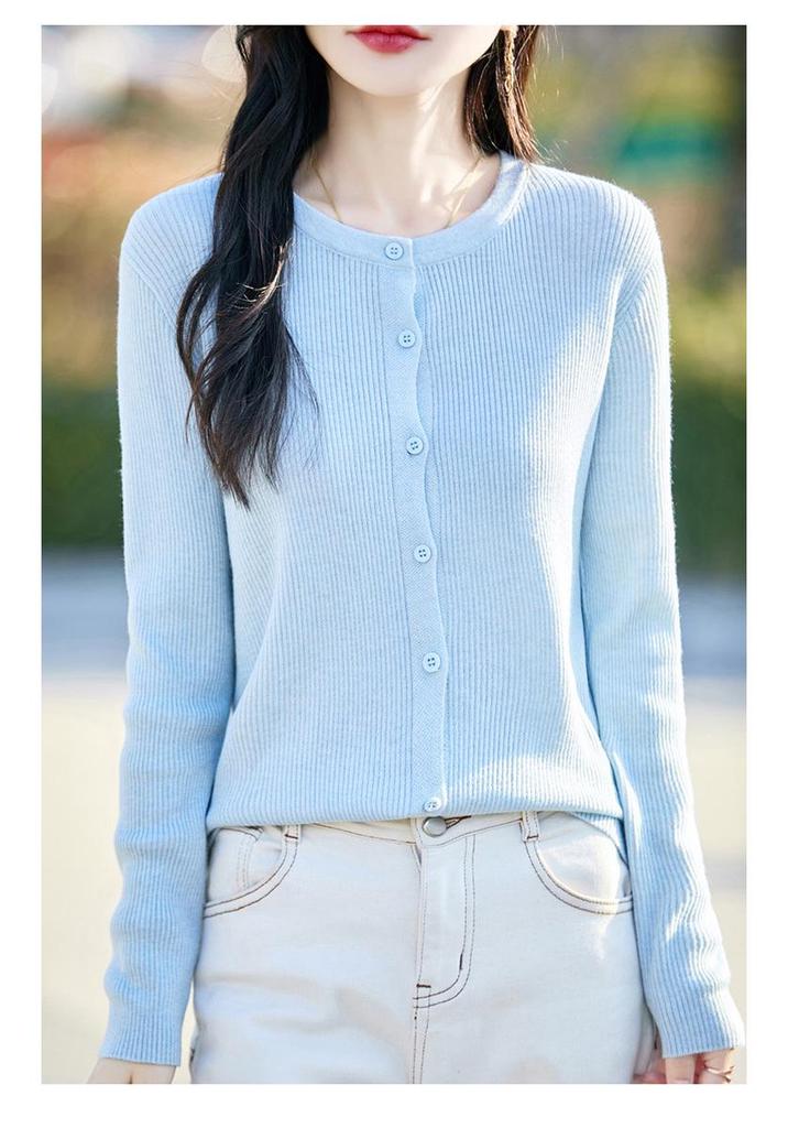 Cardigan Lâche en Maille Style Coréen pour Femme Printemps/Été 2026 - Col Rond, Manches Longues, Veste Pull en Maille Fine