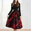 Women's Casual And Fashionable Long Sleeved R-neck Snowflake Print Dress