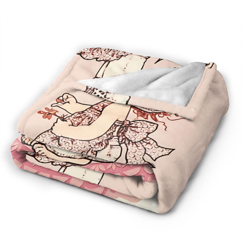 Girl Sarah Kay with Flower Blanket Quality Super Warm Throw Blanket Spring Decorative Bedroom Aesthetic Bedspread